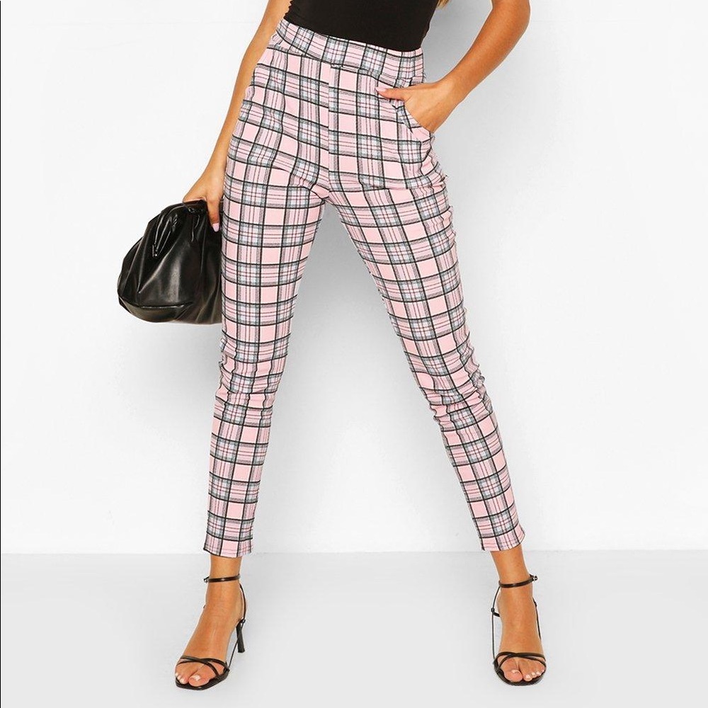 Boohoo Pastel Check Skinny Pants